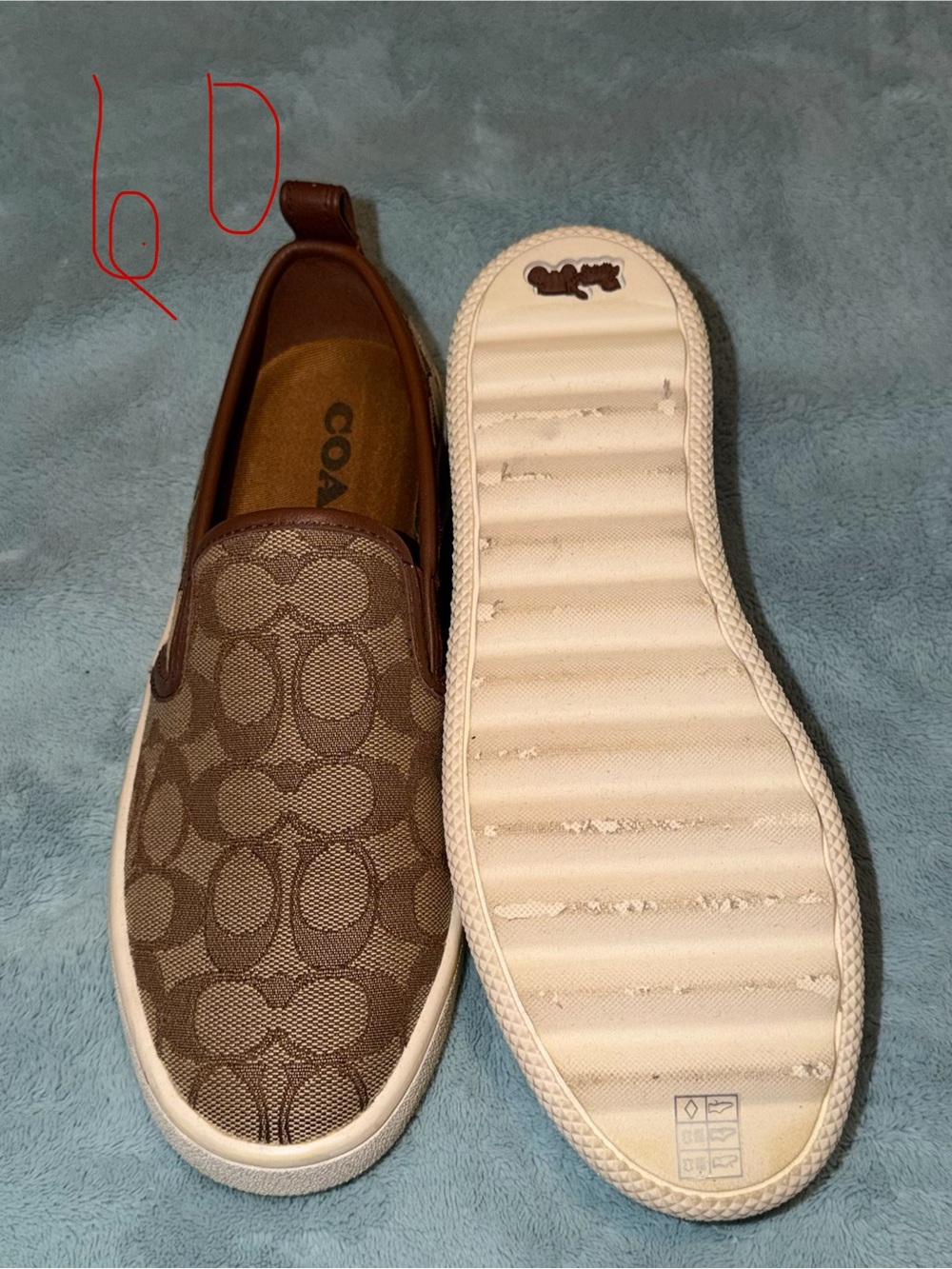 Coach Brown Signature Slip-On Loafers with White Soles